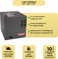 Goodman 1.5 Ton AC + 40K BTU Furnace Bundle | 14 SEER2 | 80% AFUE | R-32 | Upflow CAPTA1818A3