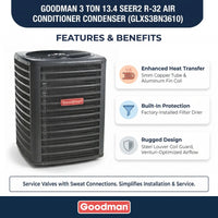 Goodman 3 Ton AC Condenser Unit 13.4 SEER2, R32