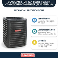 Goodman 2 Ton 13.4 SEER2 R-32 Air Conditioner Condenser