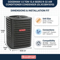 Goodman 1.5 Ton 13.4 SEER2 R-32 Air Conditioner Condenser