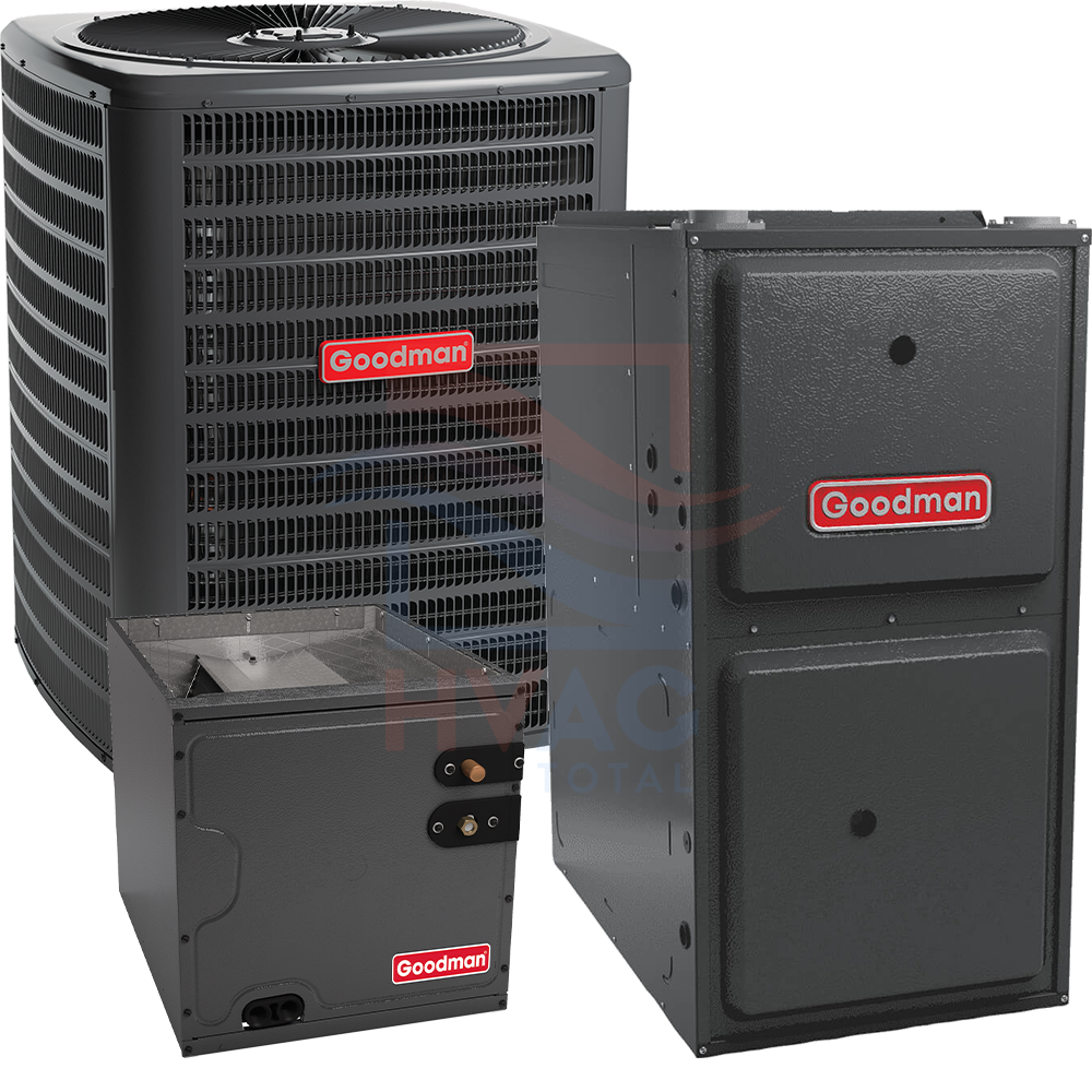 Goodman 2 Ton 13.8 SEER2 96% AFUE 40,000 BTU Gas Furnace and Air Conditioner System - 14 " - Upflow