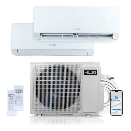 ACiQ Essentials 24,000 BTU 23 SEER2 230V 2 Zone R32 Wall Mount Mini Split Heat Pump System - 12K + 12K ACIQ-24Z-E-M3  ACIQ-12W-E-M-2 Bundle
