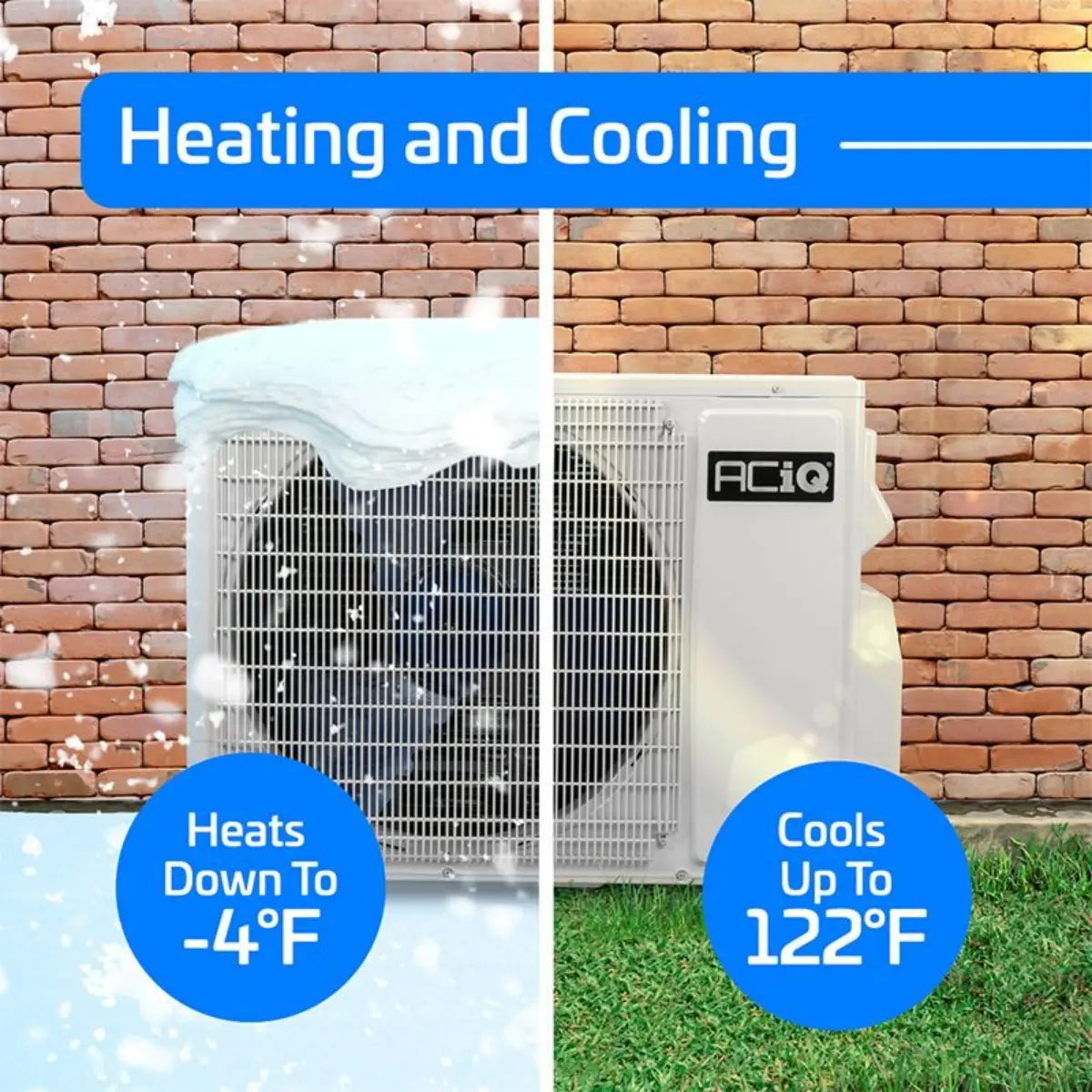 ACiQ Essentials 24,000 BTU 23 SEER2 230V 2 Zone R32 Wall Mount Mini Split Heat Pump System - 12K + 12K ACIQ-24Z-E-M3  ACIQ-12W-E-M-2 Heating and Cooling