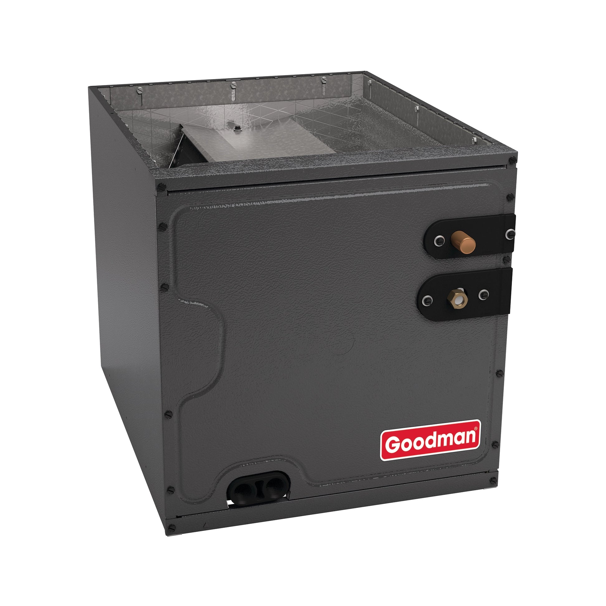 Cased evaporator coil, model CAPTA4230C3, with dimensions 21 inches deep, 30 inches high, and 21 inches wide. Compatible with R-32 refrigerant.