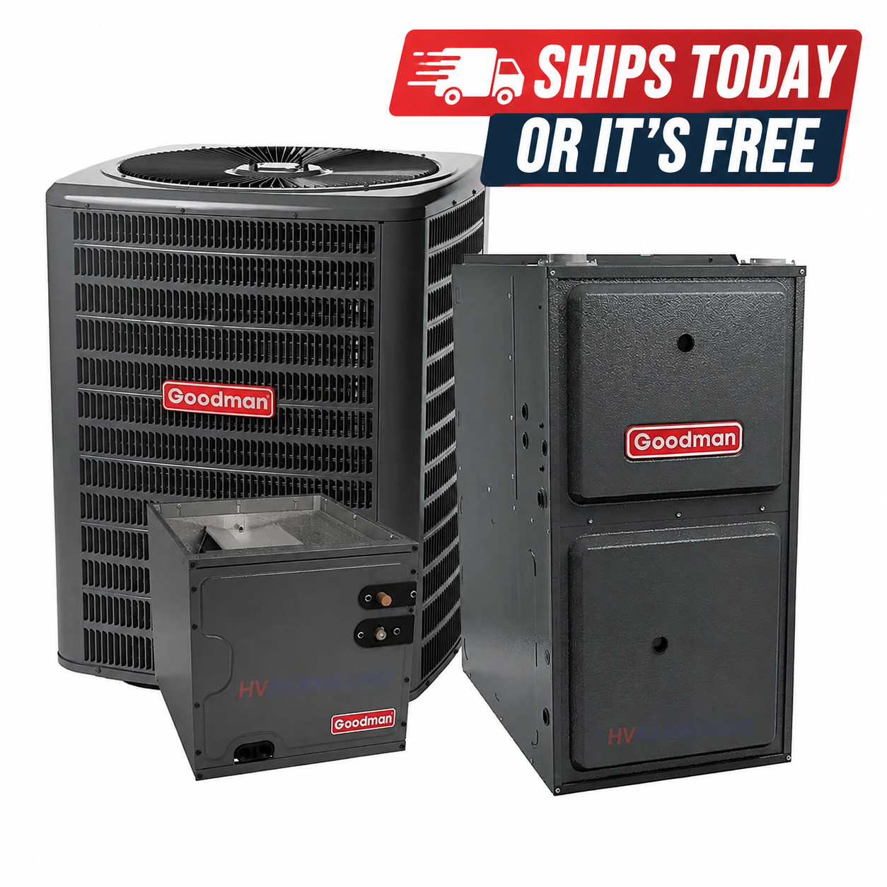 Goodman 2.5 Ton 14 SEER2 AC & 80% AFUE 80K BTU Gas Furnace System, R32 Refrigerant - Upflow
