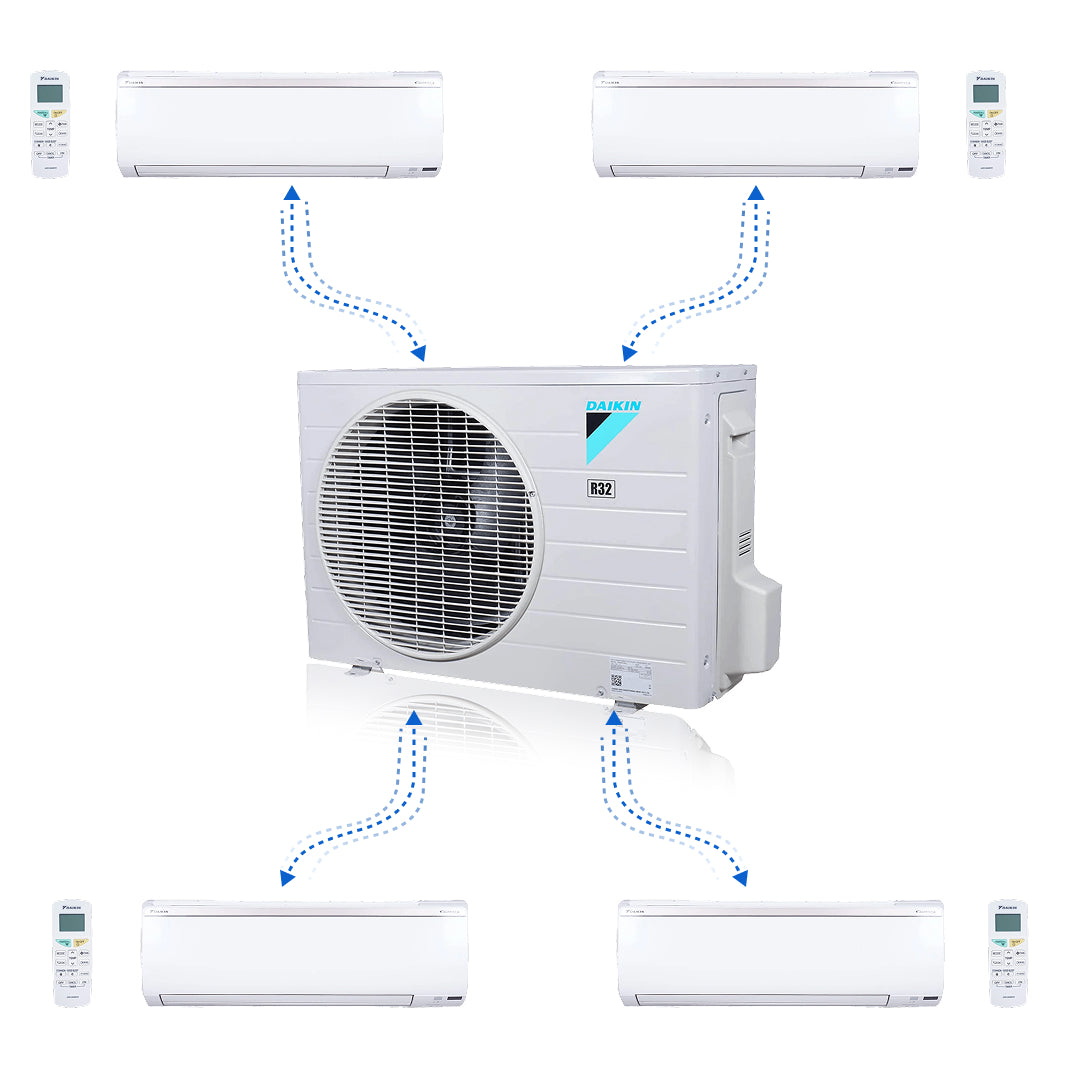 Daikin MXM Series 36000 BTU 20.6 SEER2 4 Zone R32 Ductless Mini Split Heat Pump System - 9K+9K+9K+9K 4MXM36AVJU9 / FTXV09AVJU9 / FTXV09AVJU9 / FTXV09AVJU9 / FTXV09AVJU9
