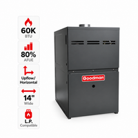Goodman 60,000 BTU Gas Furnace 80% AFUE Single-Stage, 14" Wide, Upflow/Horizontal