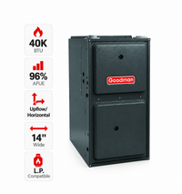 Goodman 40,000 BTU Gas Furnace 96% AFUE Single-Stage, 14" Wide, Upflow/Horizontal