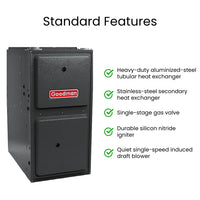Goodman 100,000 BTU 92% AFUE Single Stage Gas Furnace – Upflow-Horizontal, 21″ Wide GR9S921005CN Standard Features