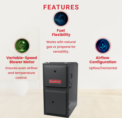 Goodman 120,000 BTU 96% Single Stage Gas Furnace, Upflow/Horizontal