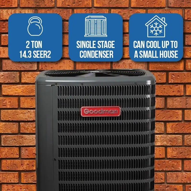 Goodman 2 Ton 14.3 SEER2 10KW Mobile Home Heat Pump & Electric Furnace System with Coil - R32