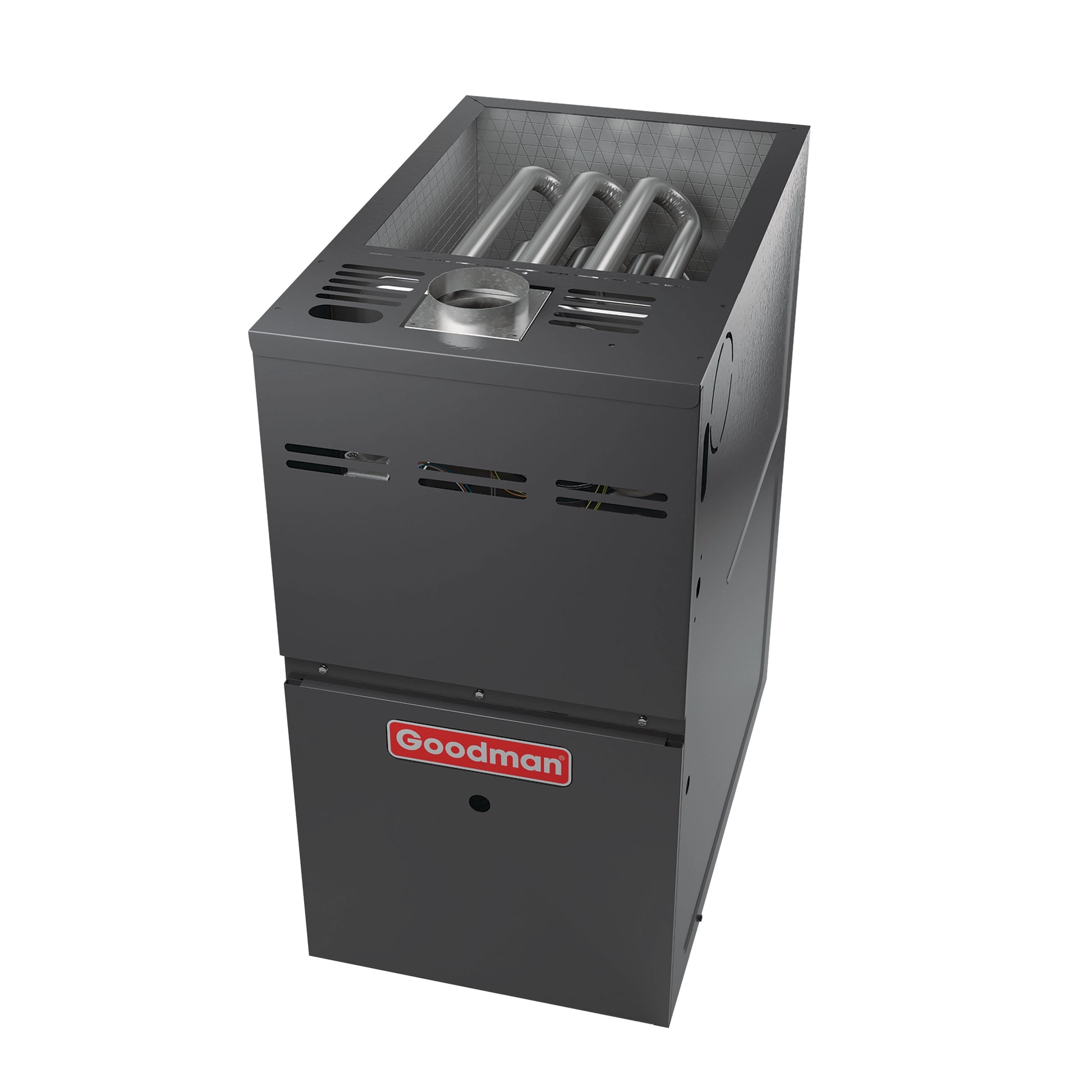 Aerial View left side. Goodman R32 40,000 BTU 80% SINGLE STAGE GAS FURNACE, Downflow/HORIZONTAL, 14" WIDE, GD9S800403AN