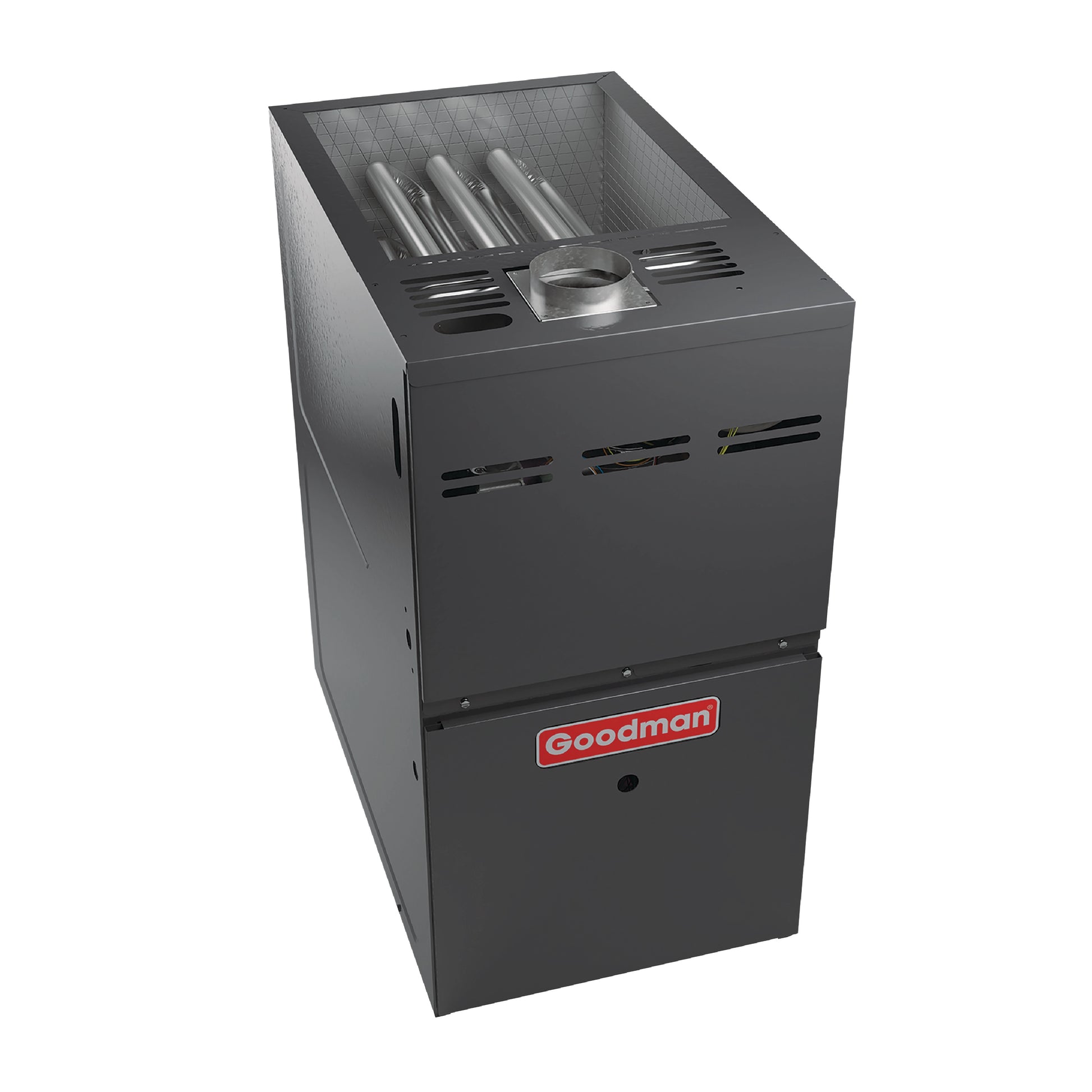 Aerial View right side. Goodman R32 40,000 BTU 80% SINGLE STAGE GAS FURNACE, Downflow/HORIZONTAL, 14" WIDE, GD9S800403AN.