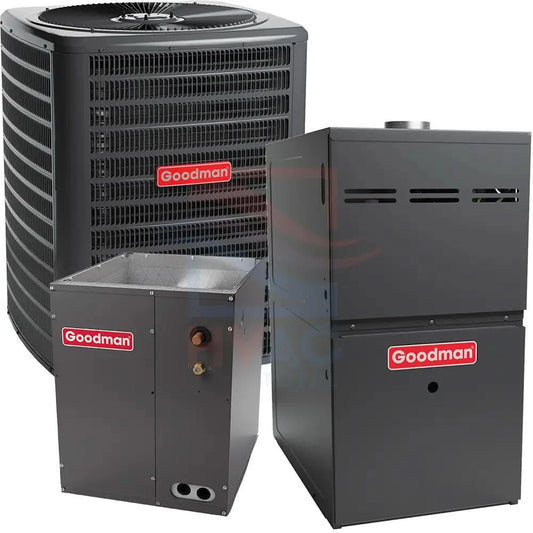 Goodman 4 Ton 13.5 SEER2 AC & 80% AFUE 100K BTU Gas Furnace System, R32 Refrigerant - Upflow