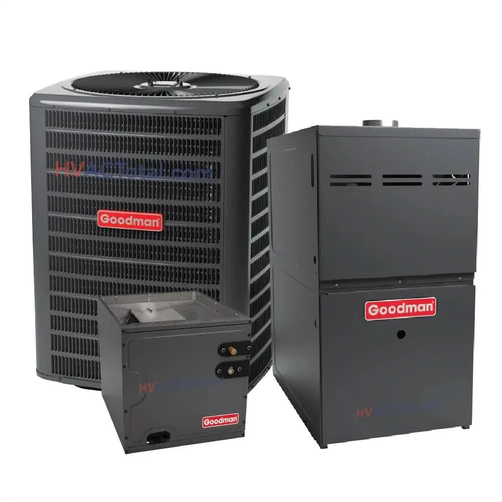 Goodman 4 Ton 14.5 SEER2 R32 AC and 80% AFUE 120K BTU Gas Furnace System - Upflow GLXS4BA4810 / CAPTA6030C3 / GR9S801205DN