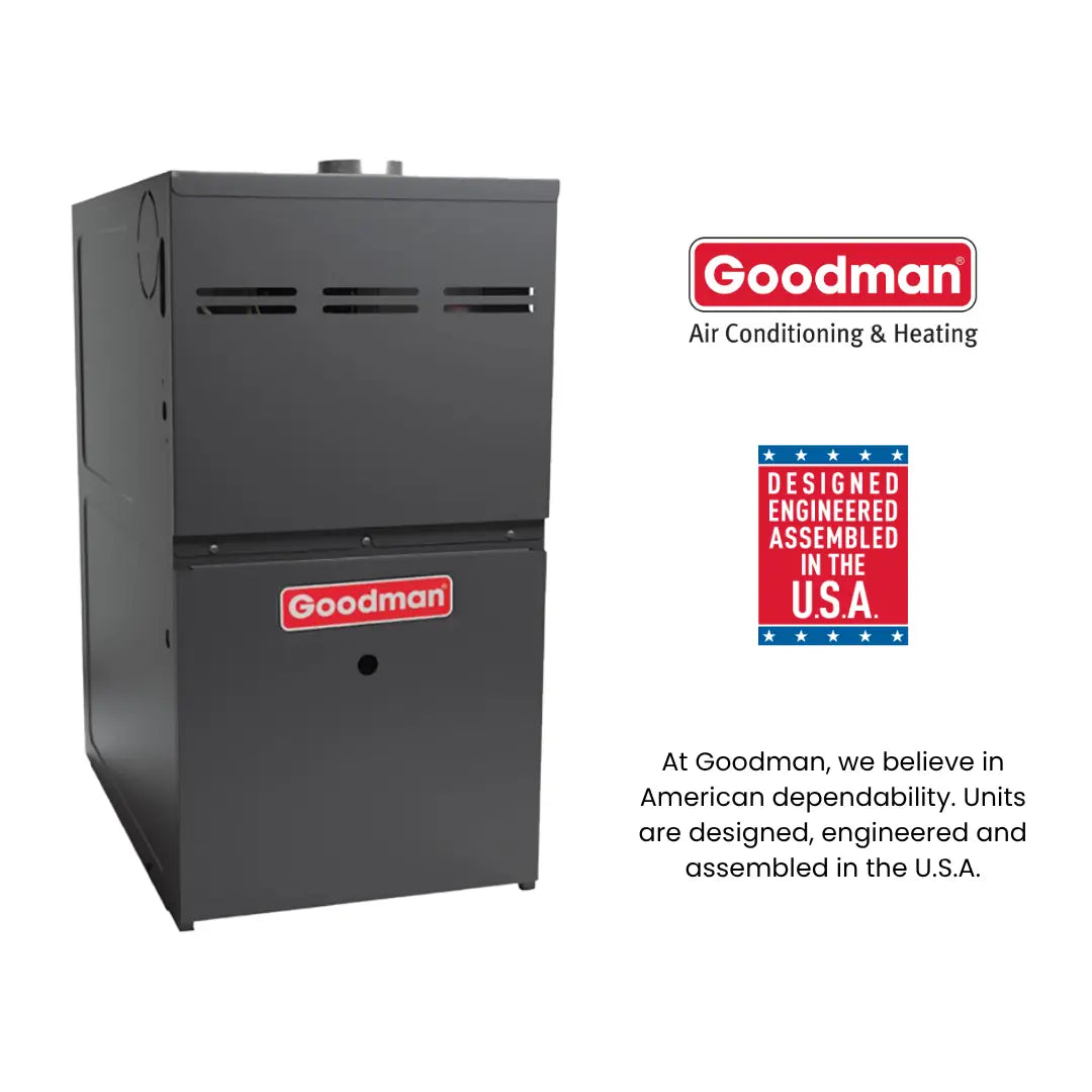 Goodman 80,000 BTU 80% AFUE Single Stage Gas Furnace – Downflow/Horizontal, 17.5″ Wide