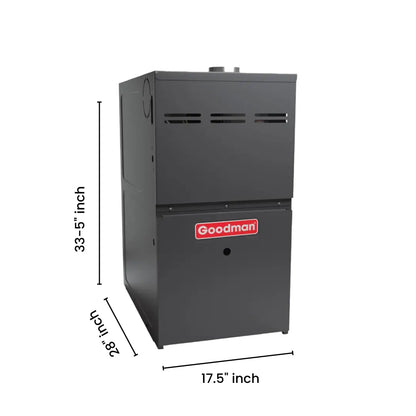 Goodman 80,000 BTU 80% AFUE Two Stage Gas Furnace – Upflow,Horizontal 17.5″ Wide GR9T800803BN