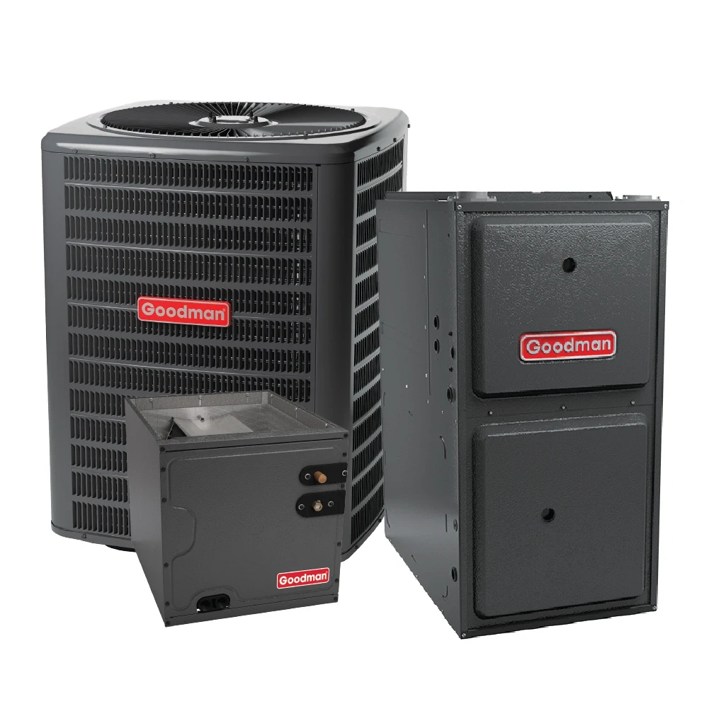 3 Ton 15.2 SEER2 96% AFUE 100,000 BTU Goodman Gas Furnace and R32 Air Conditioner System - Upflow