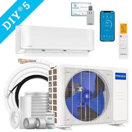 MRCOOL DIY® 5TH GEN E STAR 18000 BTU SINGLE ZONE MINI SPLIT COMPLETE SYSTEM WITH 25FT. LINE SET 115V, DIY-09-HP-WM-115D25-O
