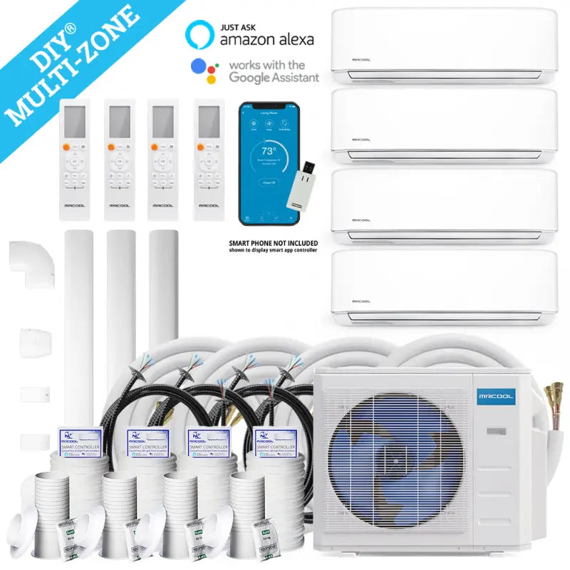 MrCool DIY 4th Gen Multi-Zone 4-Zone 48,000 BTU 21 SEER (9K + 9K + 12K + 18K) Ductless Mini-Split Air Conditioner and Heat Pump