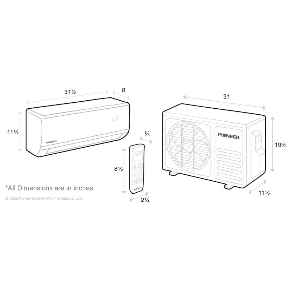 Pioneer Diamante Pro 12,000 BTU 20 SEER2 115V High-Wall Ductless Mini-Split AC Inverter Heat Pump with 16 Ft. Kit
