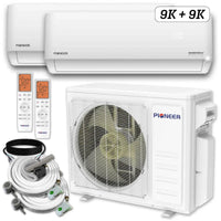 Pioneer Dual Split 18000 BTU 1.5 Ton Quantum Ultra Wi-Fi 24 SEER2 230V 2 Zone Wall Mount AC Heat Pump WYT020GLSI24M2-9W16-9W16 - HVACTotal
