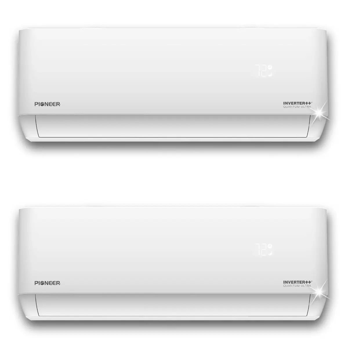 Pioneer Dual Split 24000 BTU 2 Ton Quantum Ultra Wi-Fi 24 SEER2 230V 2 Zone Wall Mount AC Heat Pump - 12K+12K WYT030GLSI24M3-12W-12W Indoor Unit