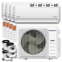 Pioneer Dual Split 36000 BTU 3 Ton Quantum Ultra Wi-Fi 22.5 SEER2 230V 4 Zone Wall Mount AC Heat Pump - 9K+9K+9K+9K - WYT040GLSI24M4 - HVACTotal