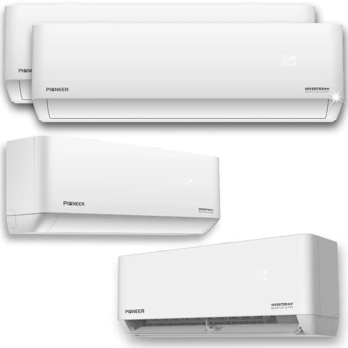 Pioneer Dual Split 36000 BTU 3 Ton Quantum Ultra Wi-Fi 22.5 SEER2 230V 4 Zone Wall Mount AC Heat Pump - 9K+9K+9K+9K