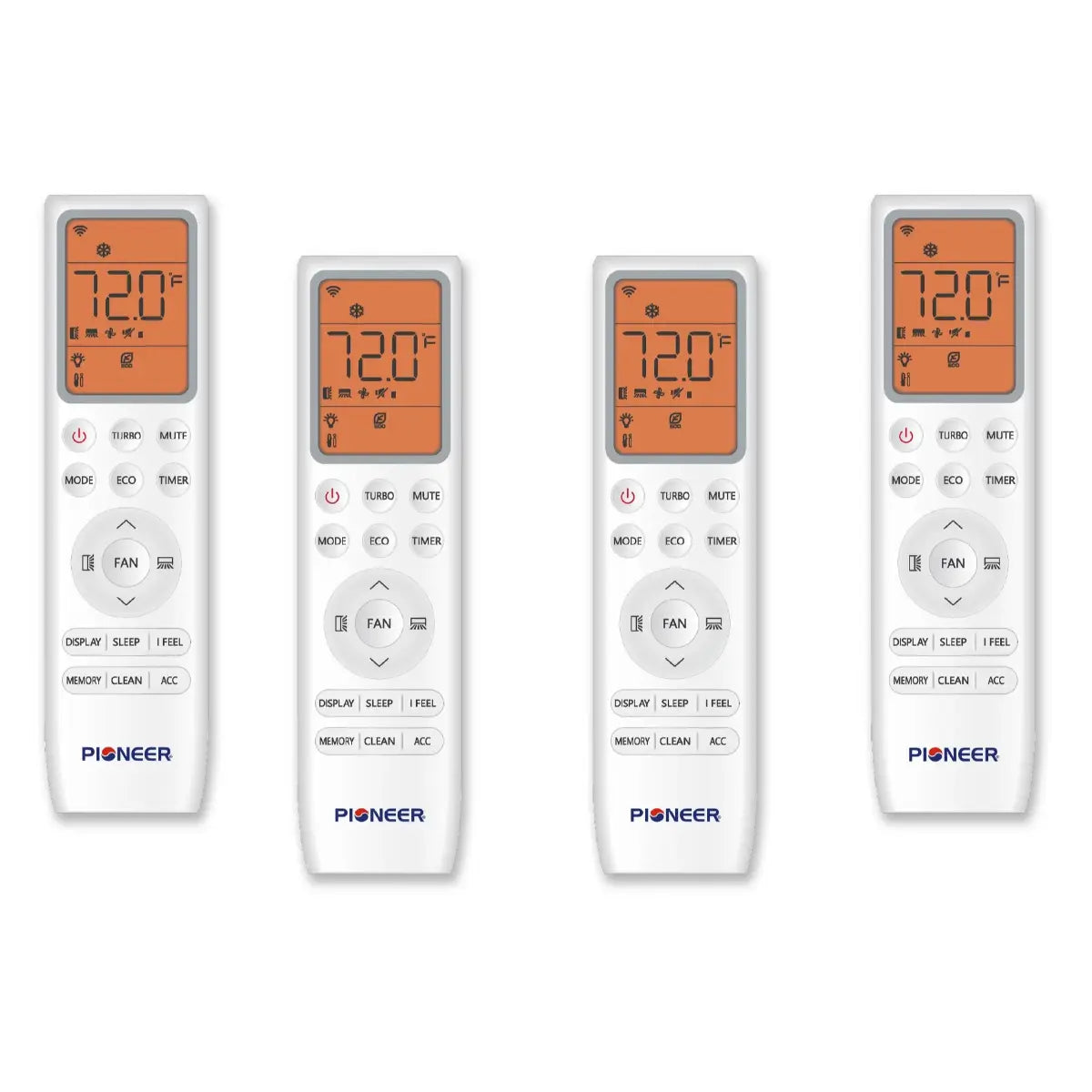 Pioneer Dual Split 36000 BTU 3 Ton Quantum Ultra Wi-Fi 22.5 SEER2 230V 4 Zone Wall Mount AC Heat Pump - 9K+9K+9K+9K - WYT040GLSI24M4 Remote