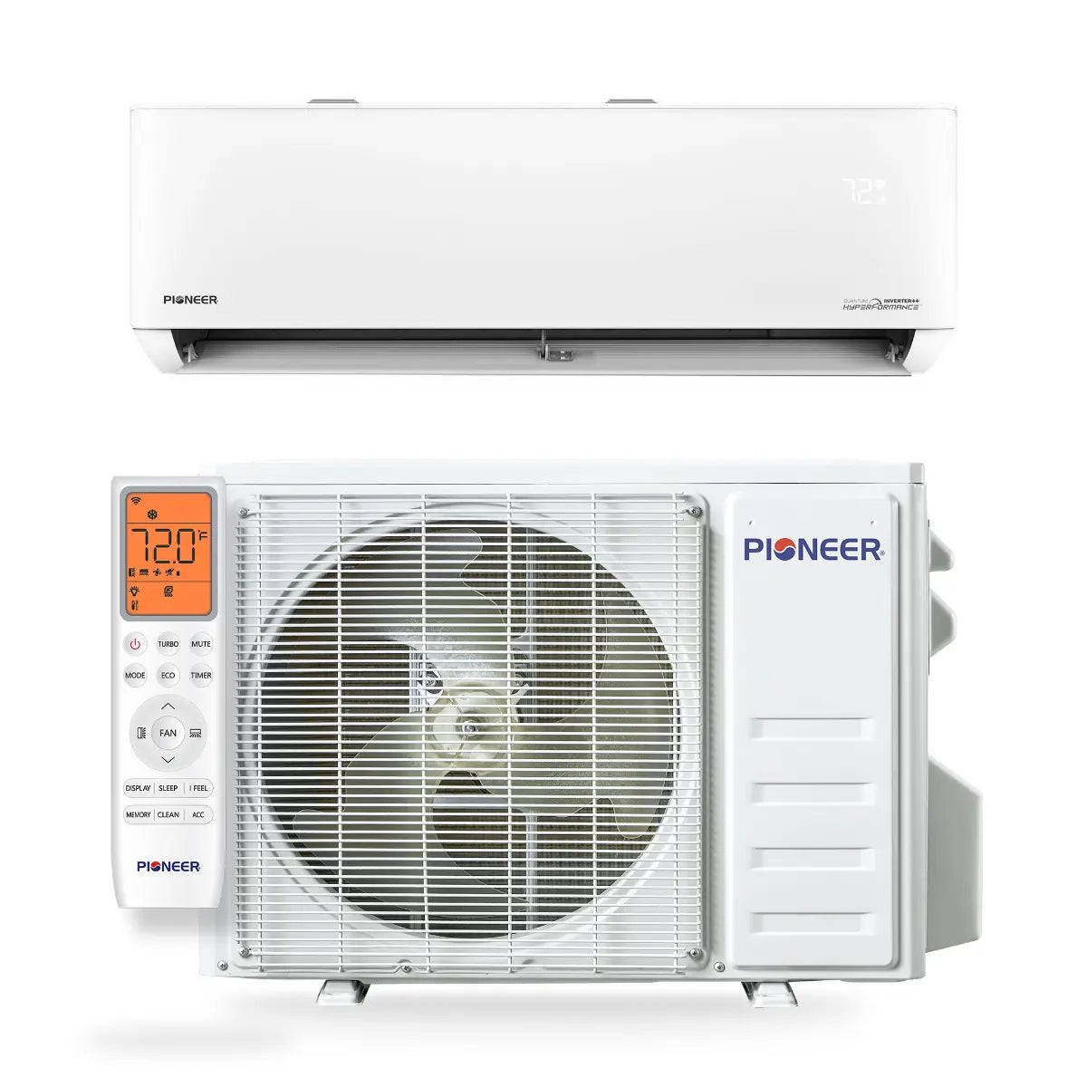 Pioneer Quantum Hyperformance 18,000 BTU 23.5 SEER2 230V High-Wall Ductless Mini-Split Air Conditioner Inverter Hyper Heat Pump - R454B