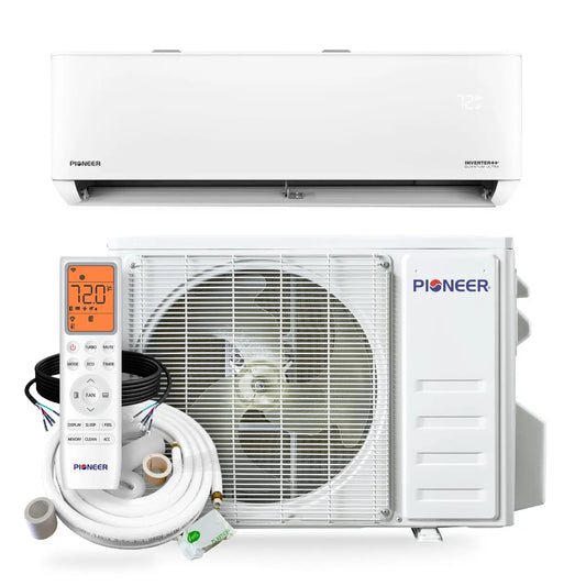 Pioneer Quantum Ultra 18,000 BTU 23 SEER2 230V High-Wall Ductless Mini-Split Air Conditioner Inverter Heat Pump - R454B WYT018GLSI24RL-16S Full Set - HVACTotal