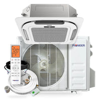 Pioneer Quantum Ultra 9,500 BTU 23 SEER2 230V 8-Way Ceiling Cassette Ductless Mini-Split AC Inverter Heat Pump Full Set - R454B CYT009GLSI24RL-16S 16ft Copper Lineset - HVACTotal