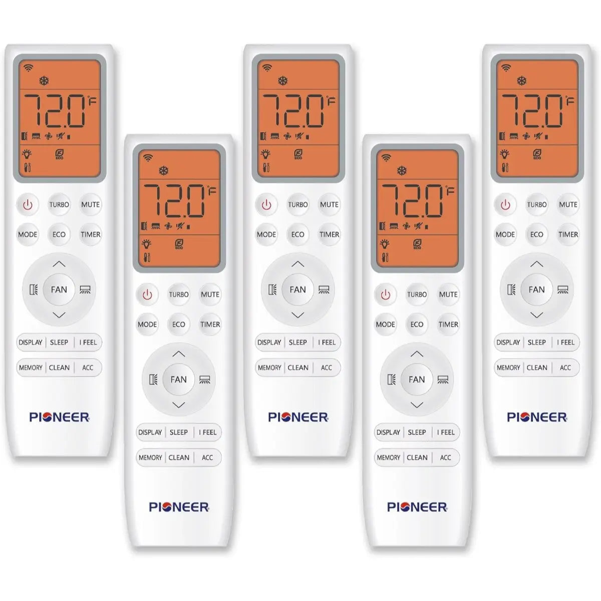 Pioneer Quint Split 45000 BTU 3.75 Ton Quantum Ultra Wi-Fi 22 SEER 230V 5 Zone Wall Mount Air Conditioner Heat Pump WYT050GLSI24M5-9W16-9W16-9W16-9W16-9W16 Remote