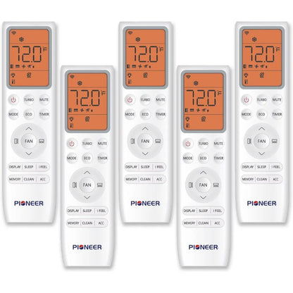 Pioneer Quint Split 45000 BTU 3.75 Ton Quantum Ultra Wi-Fi 22 SEER 230V 5 Zone Wall Mount Air Conditioner Heat Pump WYT050GLSI24M5-9W16-9W16-9W16-9W16-9W16 Remote