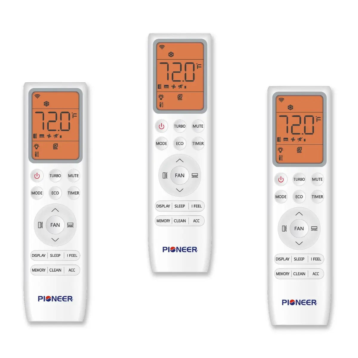 Pioneer Triple Split 36000 BTU 3 Ton Quantum Ultra Wi-Fi 22.5 SEER2 230V 3 Zone Wall Mount AC Heat Pump - 12K+12K+12K WYT040GLSI24M4-12W16-12W16-12W16 Remote Control