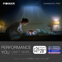 Pioneer® Diamante Pro™ 31,500 BTU 19 SEER2 230V High-Wall Ductless Mini-Split Air Conditioner Inverter Heat Pump with 16 Ft. Kit WYT030GLSI20RL Performance
