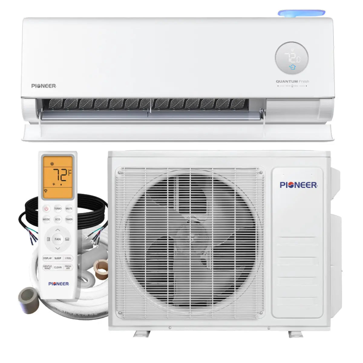 Pioneer® Quantum Fresh™ 12,000 BTU 24 SEER2 High-Wall Ductless Mini-Split Fresh Air Conditioner Inverter Heat Pump Full Set WYT012GLUI25FV-16S Main Piping
