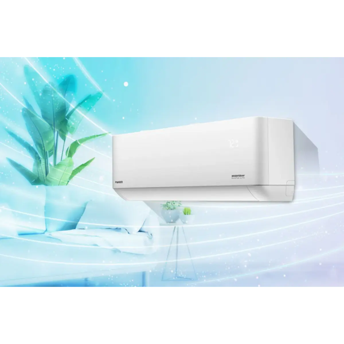 Pioneer® Quantum Ultra™ 12,000 BTU 24 SEER2 230V High-Wall Ductless Energy-Star Mini-Split Air Conditioner Inverter Heat Pump Full Set WYT012GLSI24RL-16S IDU Marketing