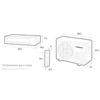 Pioneer® Quantum Ultra™ 17,000 BTU 20.3 SEER2 230V Ceiling Concealed Ducted Mini-Split Air Conditioner Inverter Heat Pump Full Set RYT018GLSI24RL-16S Dimension