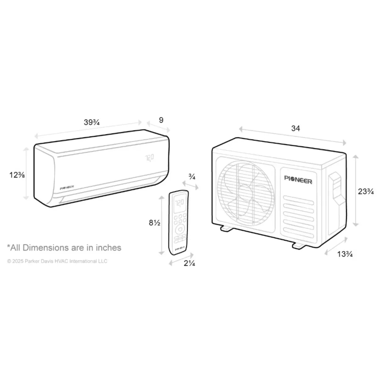 Pioneer Diamante Pro 18,000 BTU 21 SEER2 230V High-Wall Ductless Mini-Split AC Inverter Heat Pump with 16 Ft. Kit