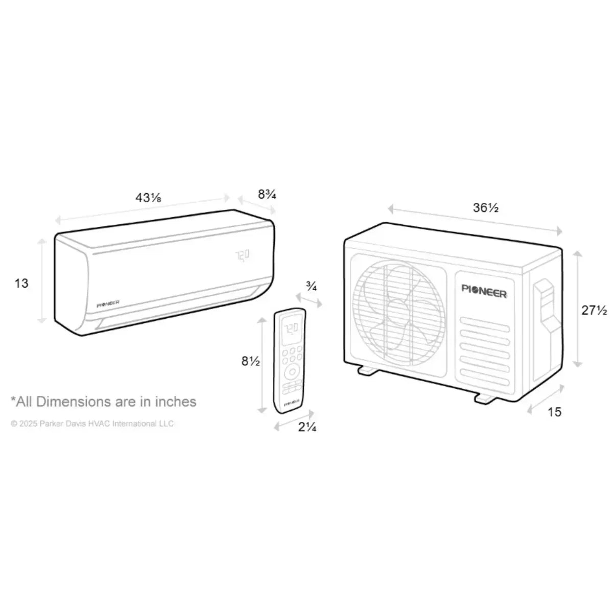 Pioneer Quantum Ultra 18,000 BTU 23 SEER2 230V High-Wall Ductless Mini-Split Air Conditioner Inverter Heat Pump - R454B