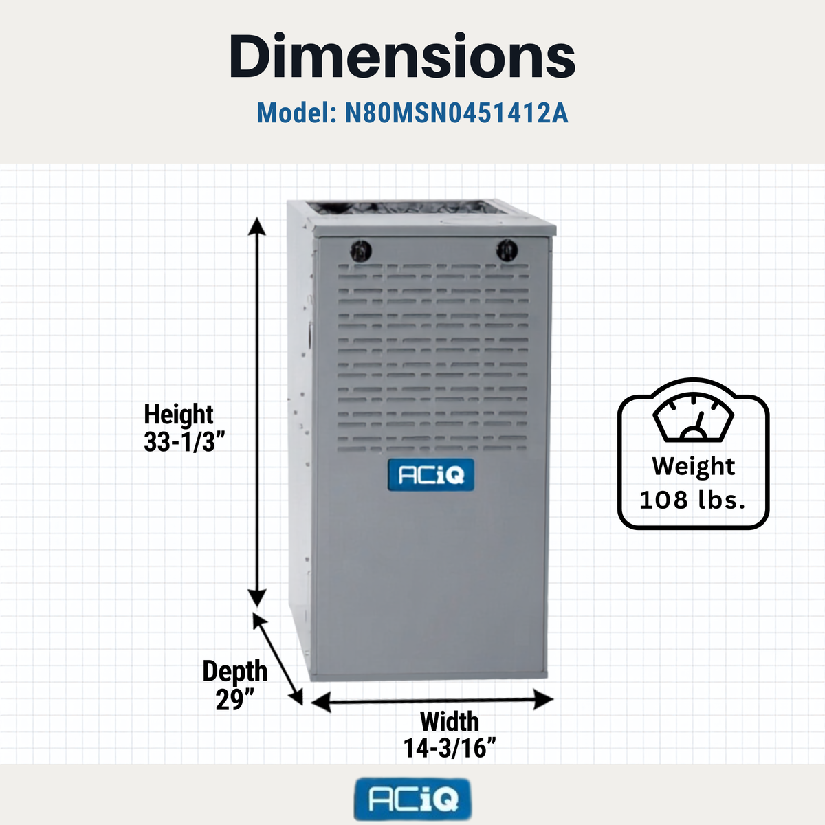 ACiQ 40,000 BTU Gas Furnace 80% AFUE Single-Stage, 14" Wide, Multi-Positional