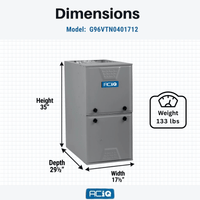 ACiQ 40,000 BTU Gas Furnace 96% AFUE Two-Stage, 17.5" Wide, Multi-Positional