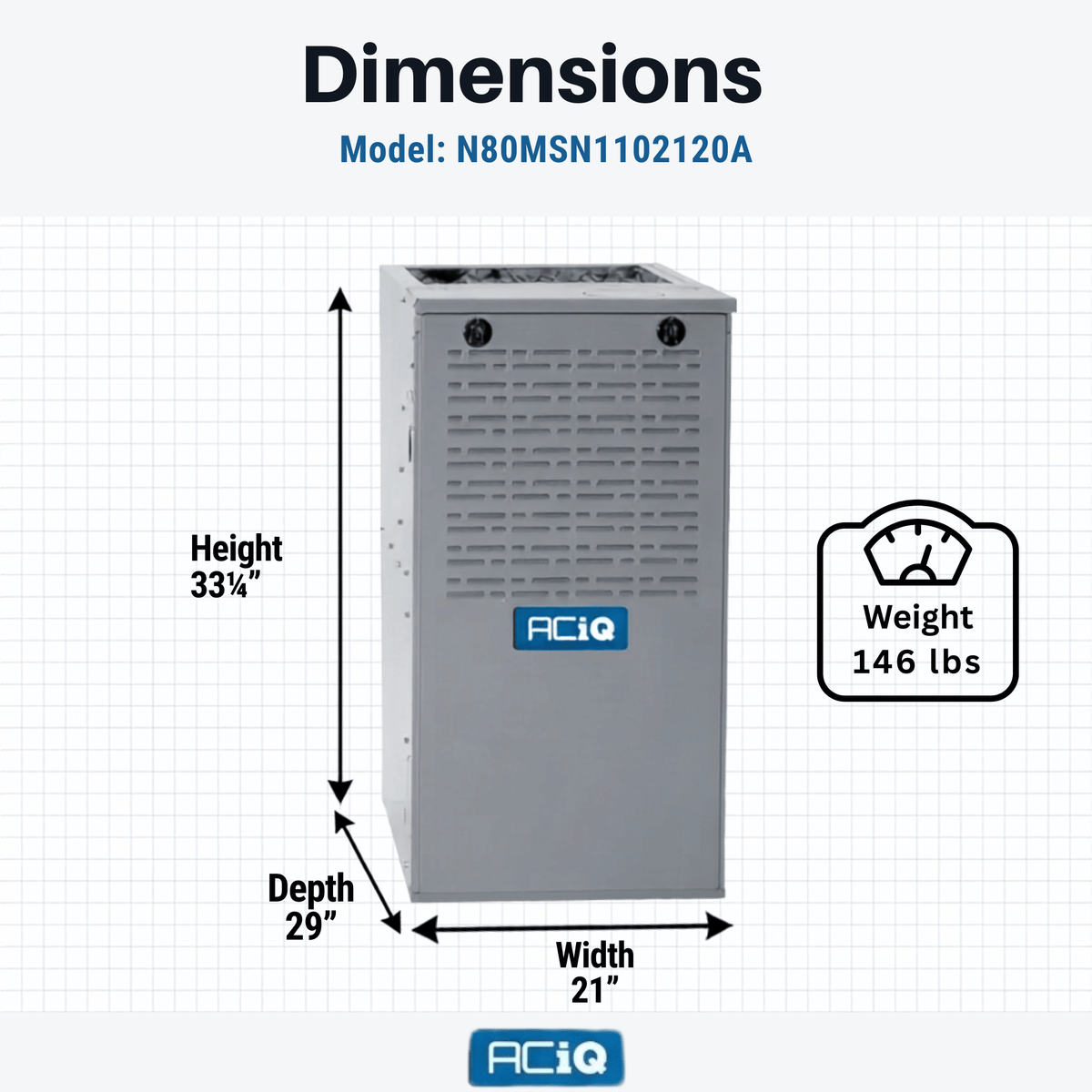 ACiQ 100,000 BTU Furnace Gas/Propane 80% Single-Stage, 21" Wide, Multi-Positional