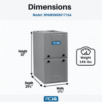 ACiQ 80,000 BTU Gas Furnace 96% AFUE Single-Stage, 17.5" Wide,  Multi-Positional