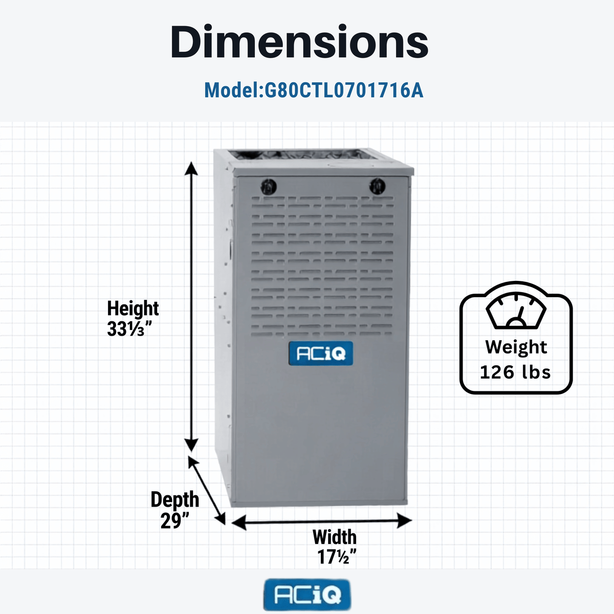 ACiQ 60,000 BTU Gas Furnace 80% AFUE Two-Stage, 17.5" Wide, Multi-Positional