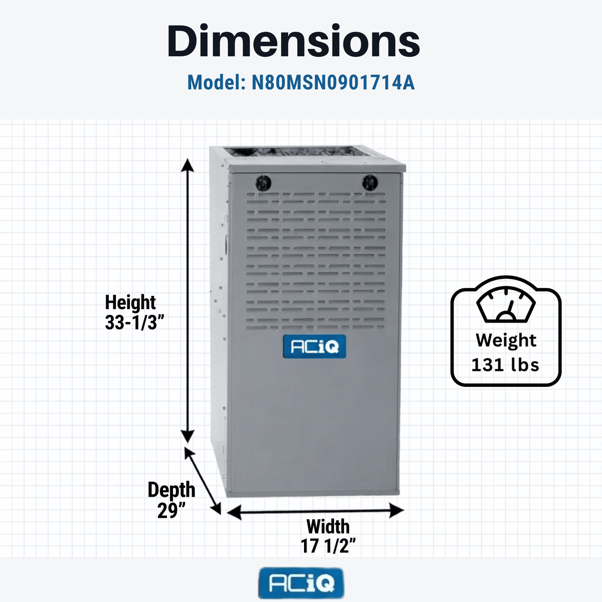ACiQ 80,000 BTU Gas Furnace 80% AFUE Single-Stage, 17.5" Wide, Multi-Positional