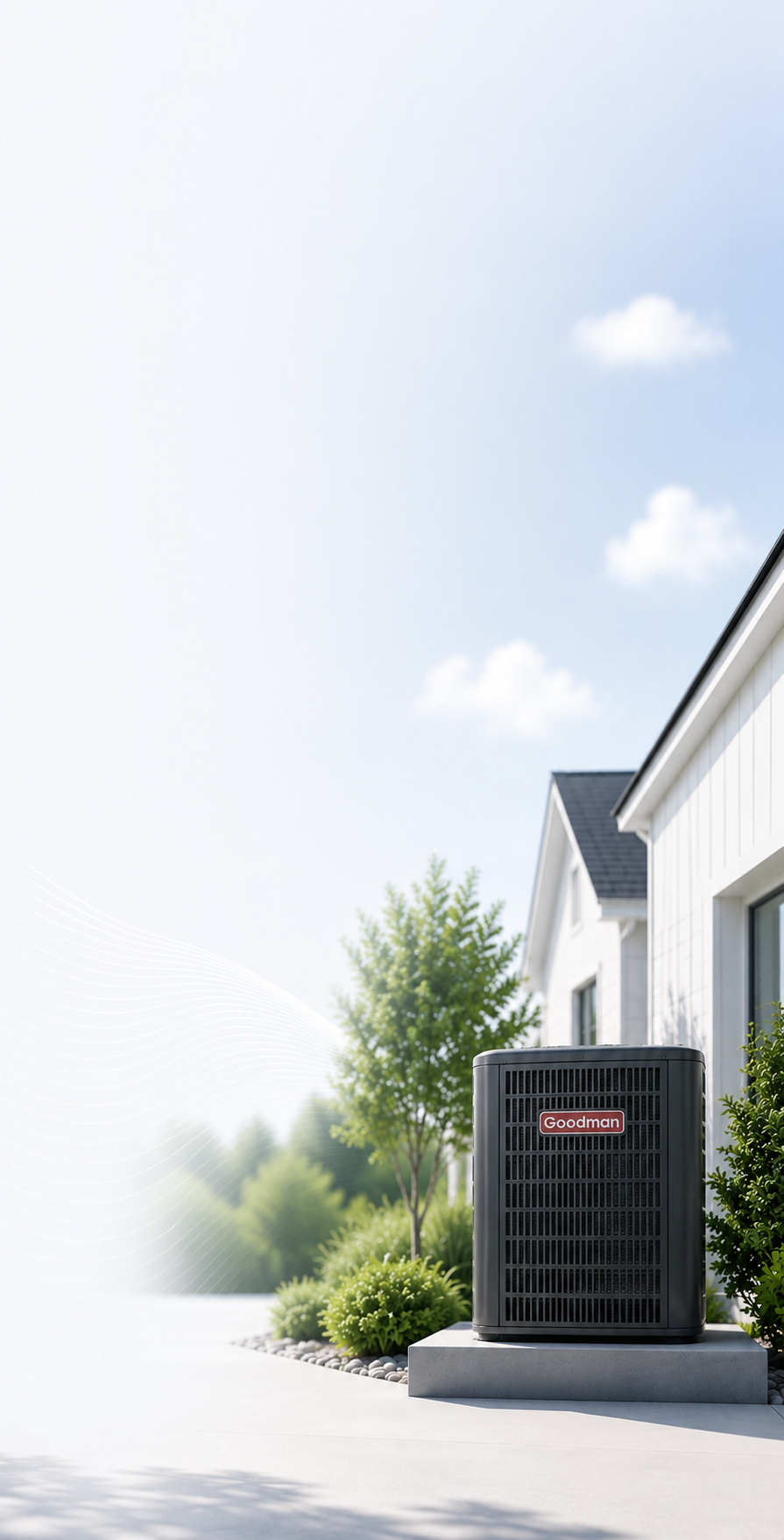 Goodman HVAC outdoor unit installed outside a home