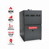 Goodman 80,000 BTU Gas Furnace 80% AFUE Single Stage, 17.5" Wide, Upflow/Horizontal
